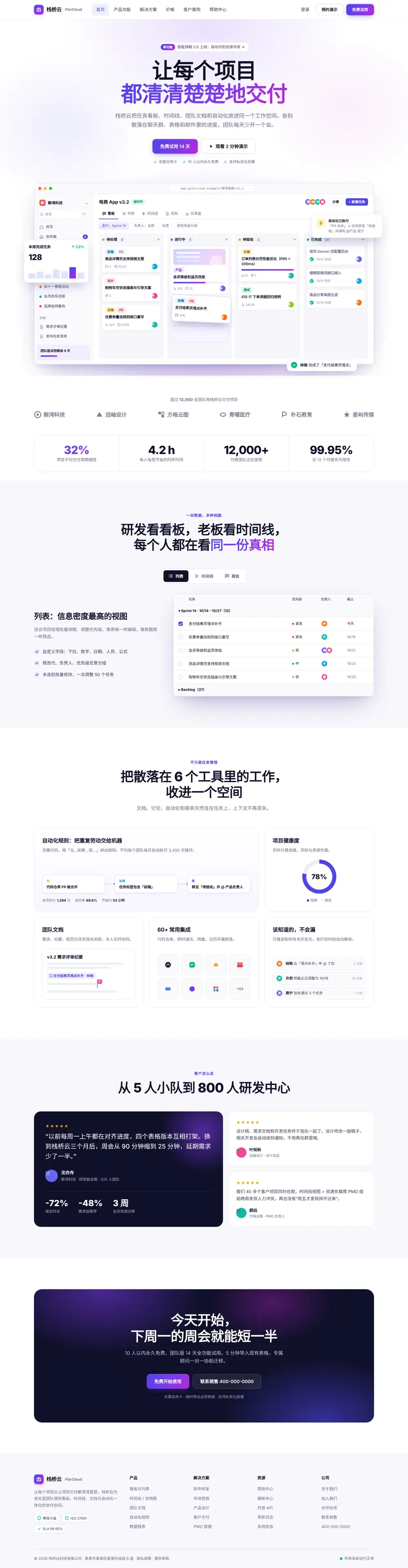 SaaS 软件官网程序 首页 电脑端
