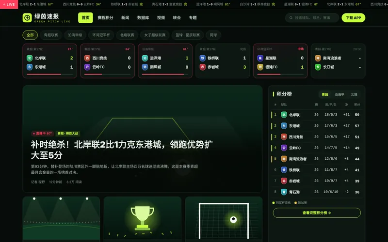 体育比分资讯网站程序首页设计